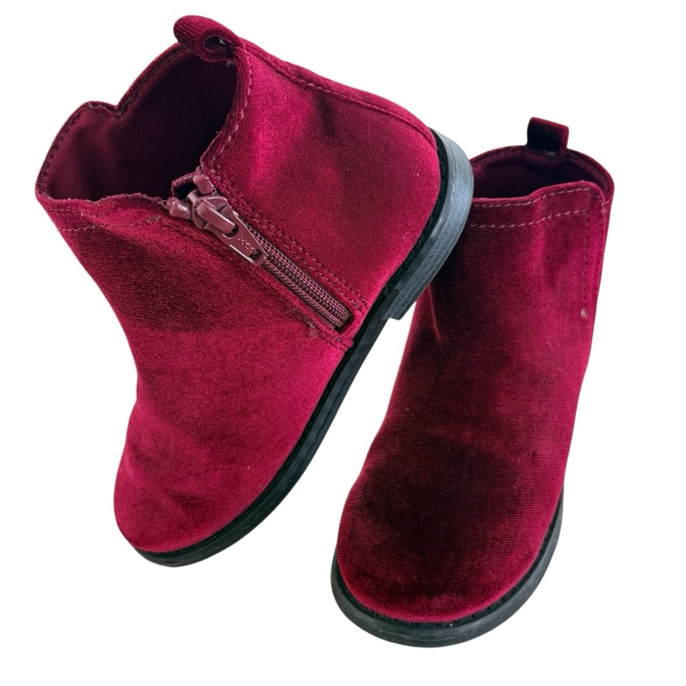 NEW GAP Kids Burgundy Velvet Ankle Boots Booties Girls Size 10 Side ZipNEW NOBOX